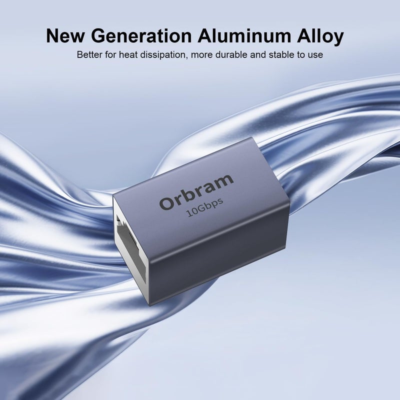 Orbram UL Listed Ethernet Extender 10Gbps, 2Pack RJ45 Coupler Adapter for Cat8/Cat7/Cat6a/Cat6/Cat5 Cable, 328ft Long-Distance Connection, Female to Female Coupler, Aluminum Alloy Shell, Space Grey - Image 5